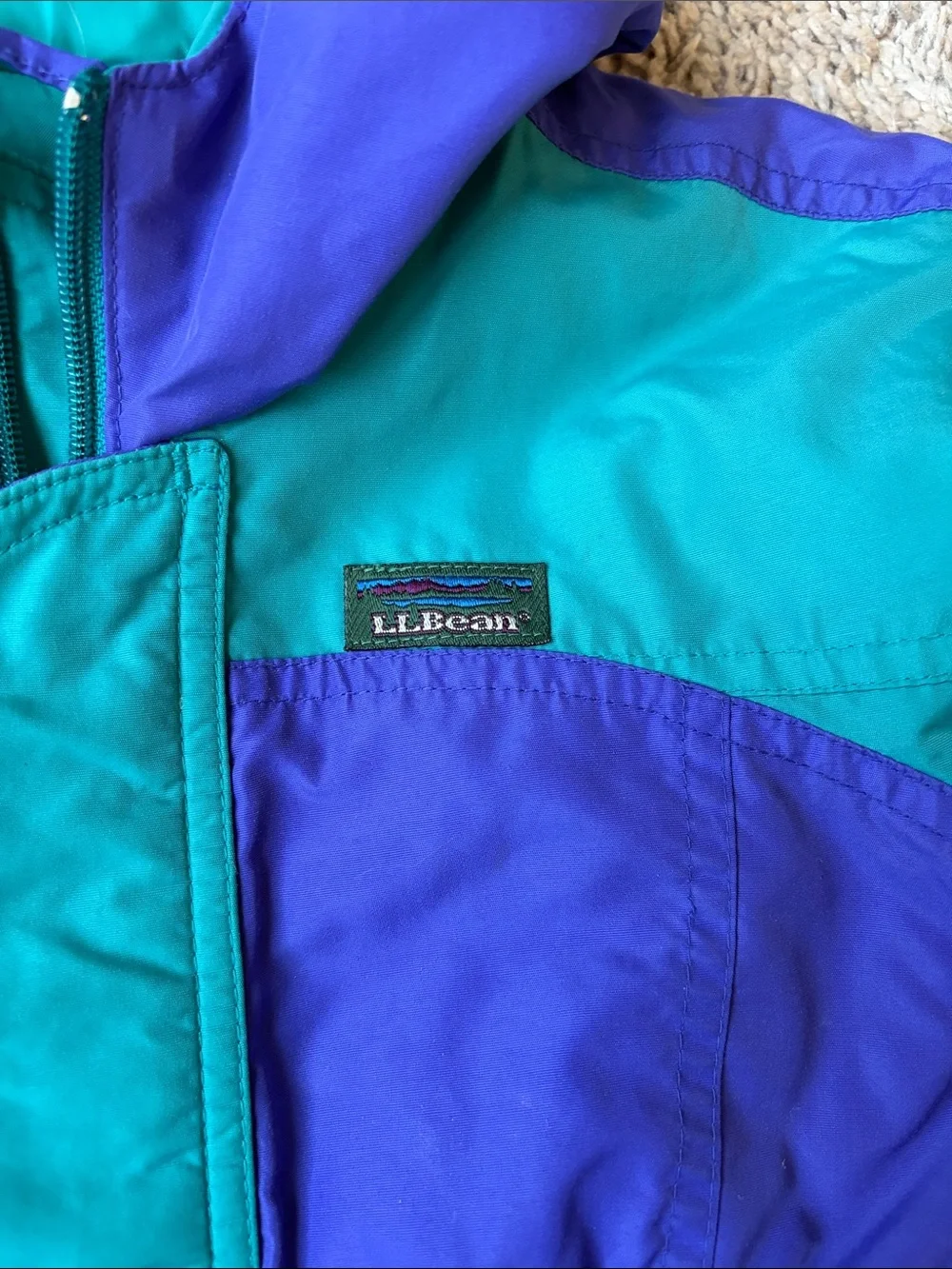 Vintage L. L. Bean Teal and Purple Kids One-Piece Snowsuit